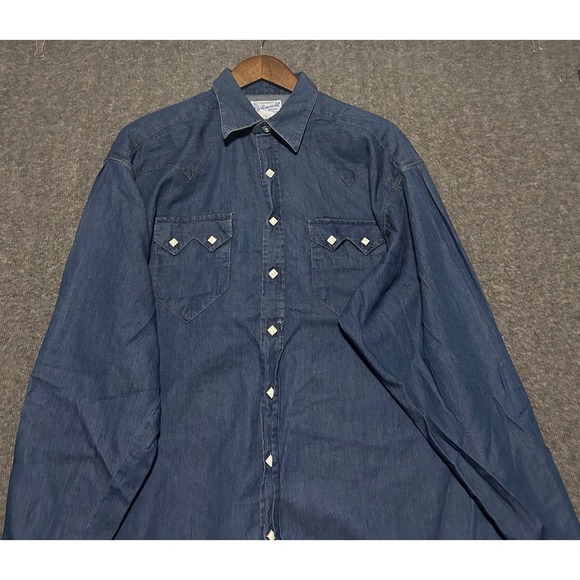 Rockmount Other - Rockmount Ranch Wear Men's Tru-West denim Snap Vintage Shirt Size L Made in USA